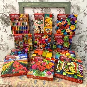 Set of 12 500 Piece PUZZLEBUG Cra-z-art Colorful Bright Puzzles Hobby Collection
